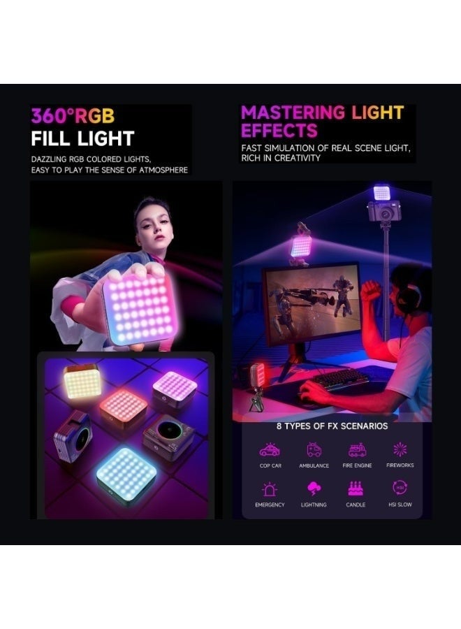 R12s Photography Color Fill Light 108LED 2000mAh , Selfie Light USB Rechargeable for Photo & Video with Front Back Clip for Phones Laptops Makeup TikTok Stream - Image 4